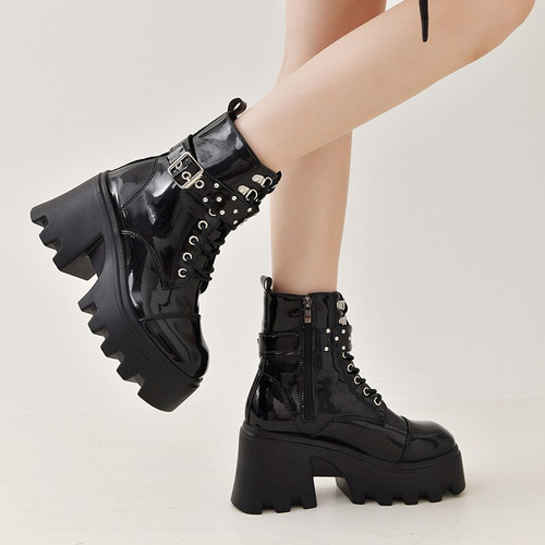 Zapatos De Calle Punk Goth Ins Para Mujer, Botas De Combate