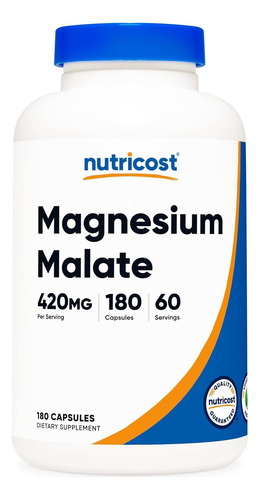 Malato De Magnesio 420mg 180 Cápsulas Apoya Salud Nerviosa 
