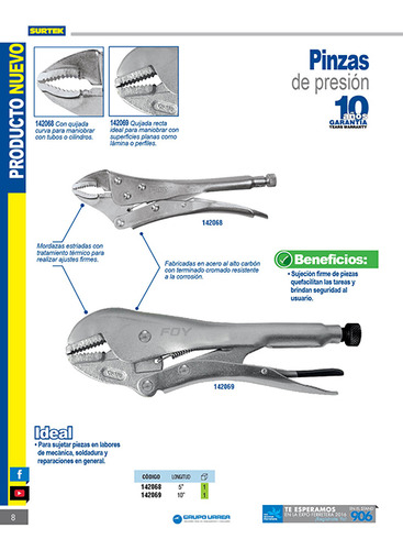 Pinza De Presión Quijada Curva 5 Foy 142068