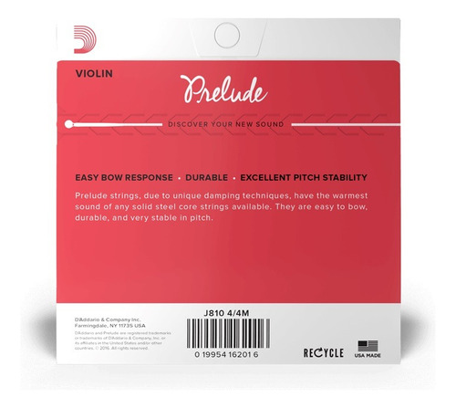 Daddario Prelude Violin Medium 4/4 Encordado J8104/4m