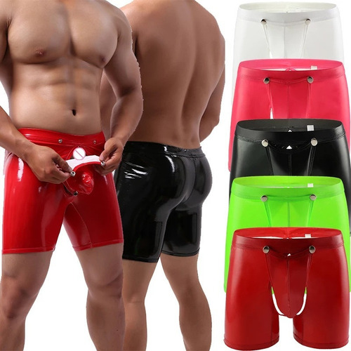 Pantalones Cortos De Cuero Sexy Con Botones Recortados Para