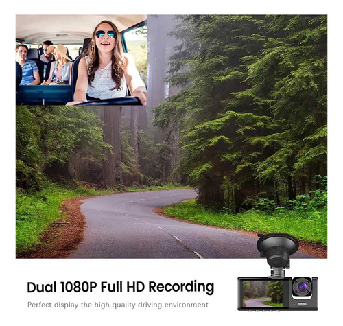Dashcam De 3 Cámaras, 1080p, Pantalla De 2 Pulgadas, Dashcam