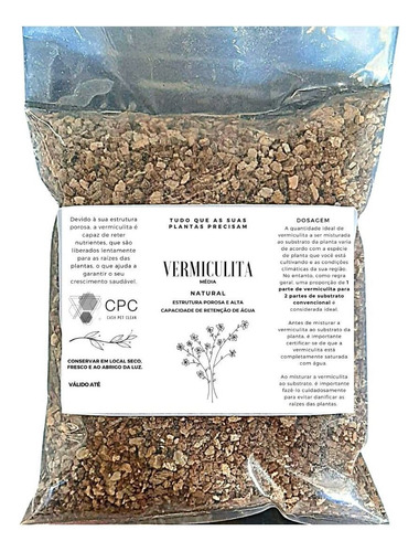 Vermiculita Expandida Média Premium Para Substrato 1 Litro