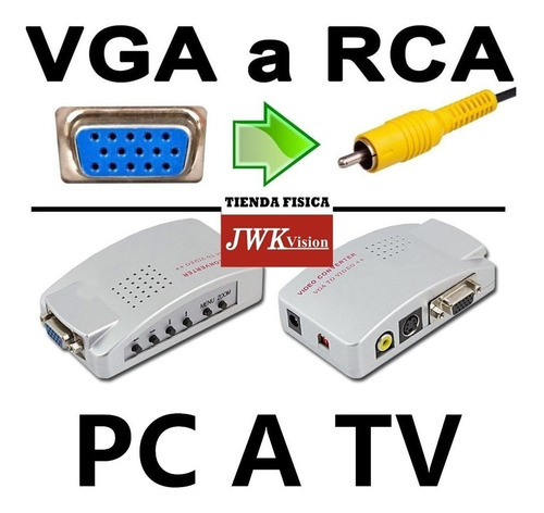 Convertidor Vga A Rca Svideo Conecte Pc Laptop A Tv Jwk