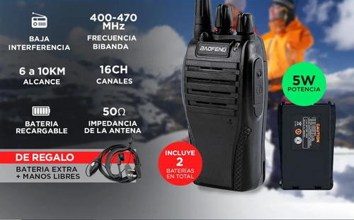 Handy Baofeng Bf-999s + Manos Libres 16 Ch Usos Varios