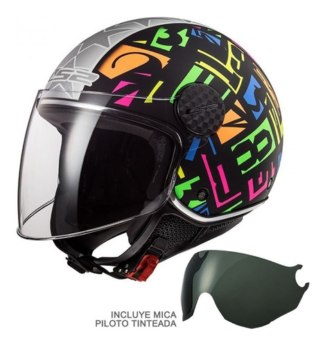 Casco Moto Ls2 Of558 Sphere Lux Crisp Negro Amarillo