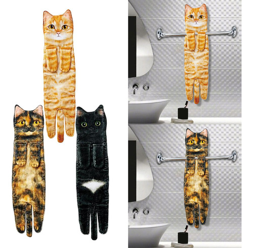 3pcs Multipurpose Cat Funny Hand Towels Drying Hands