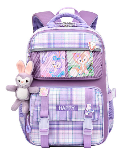 Mochila Ninos Escolar De Impermeable A Cuadros Kawaii