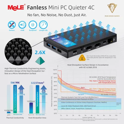 ミニPC MeLE Quieter 4C N100 16GB 512GB Mini Pc Mele Quieter 4c 12ª Geração N100 16gb Ram 512gb Ssd
