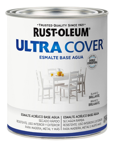 Esmalte Al Agua Ultra Cover 946ml Bco Brillante Rust Oleum