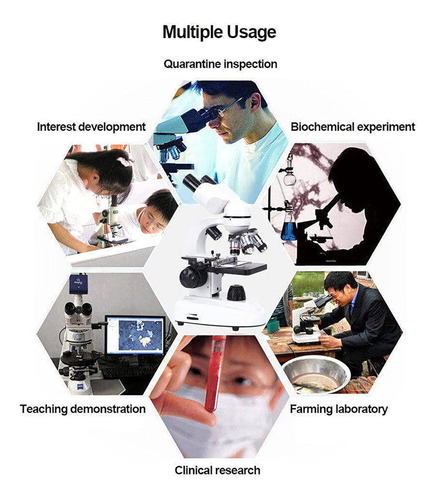 Microscópio Biológico Binocular Led 6000x Para Estudantes
