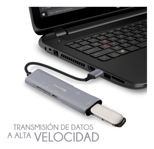 Adaptador Usb Tipo C 5 En 1 Usb 3.0 Hdmi 4k Sd Micro Sd Tf