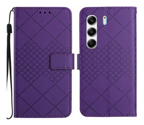 Funda Rhombic Grid Pu Para Tecno Camon 40 Pro 5g/tecno Spark 3