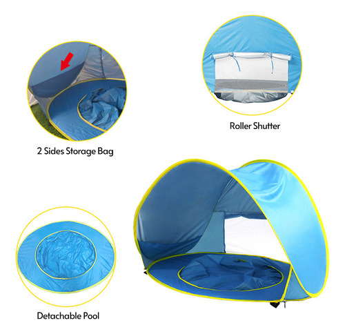 Carpa De Playa Portátil Para Bebés Con Iones Y Bolsa De Tran