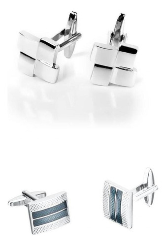 2 Pares Gemelos Cuff Links Elegante Clásico Mancuernillas