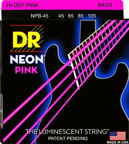 Dr Strings Npb-45 Set De Cuerdas Para Bajo, Neon Pink,
