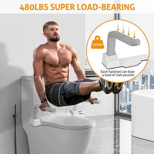 Rieles De Seguridad Para Inodoro Con Brazos Plegables De Alu