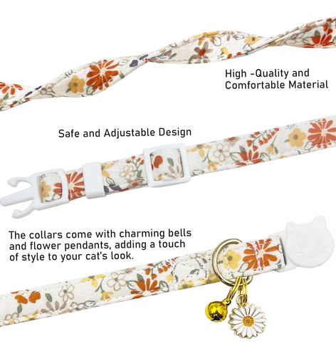 Juego De 2 Collares De Algodón Para Gatos Con Campana Y CoLG