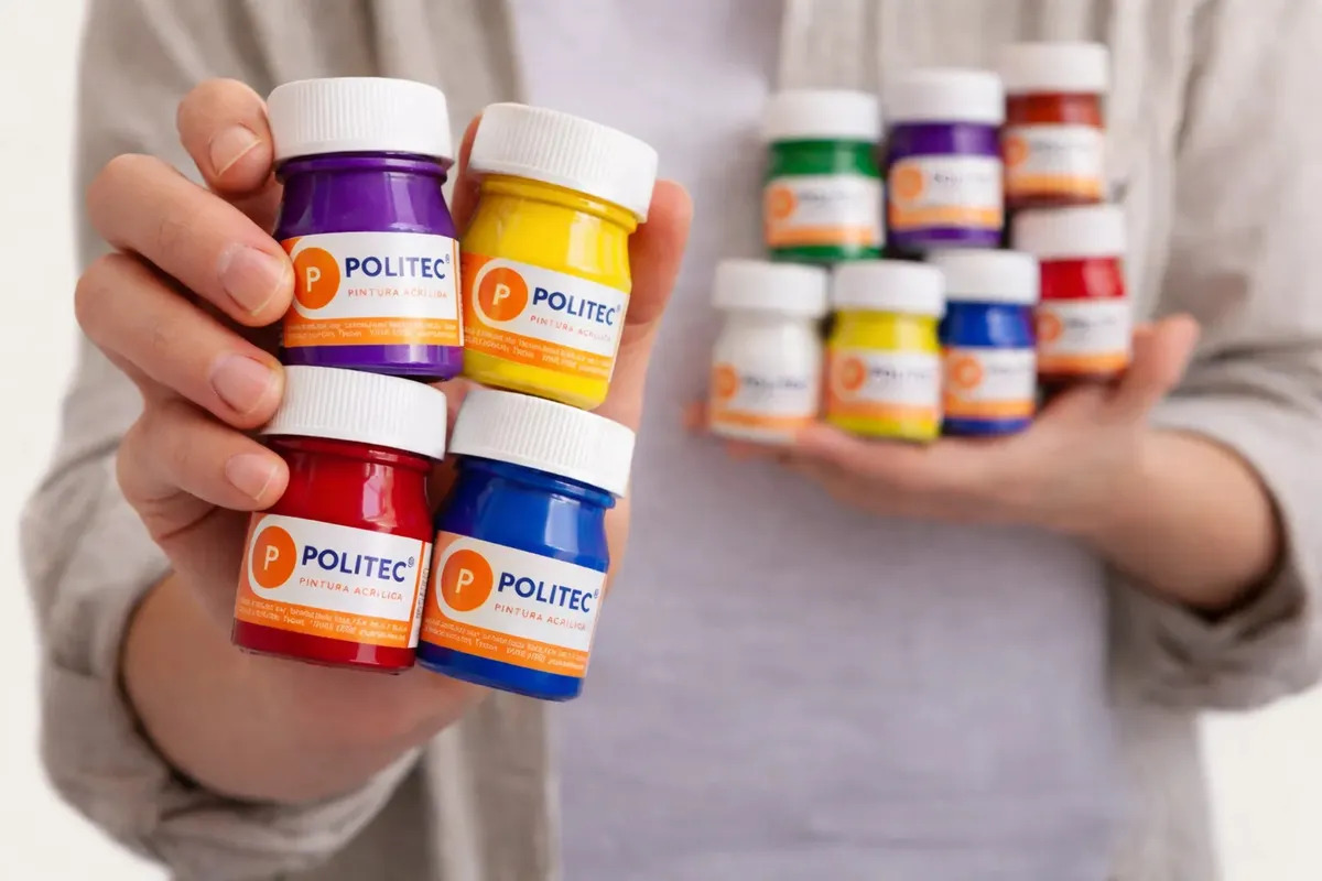 Set Pinturas Politec 12pz 20ml Colores Básicos Acrilica