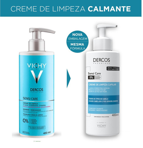 Imagem 3 de 7 de Creme De Limpeza Calmante Dercos Sensi Care 400ml Vichy