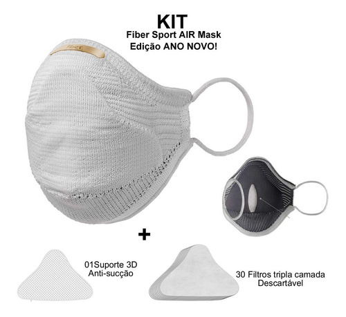 Imagem 1 de 3 de Kit Máscara Proteção Fiber Knit 3d Sport Air Mask Original