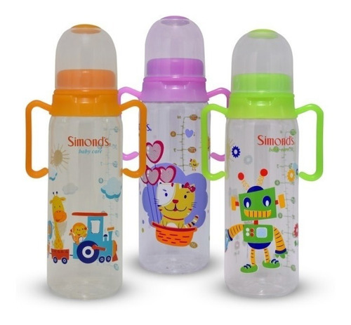 Mamadera Boca Estandar Simonds Fansy Con Asas 270ml (rosada)
