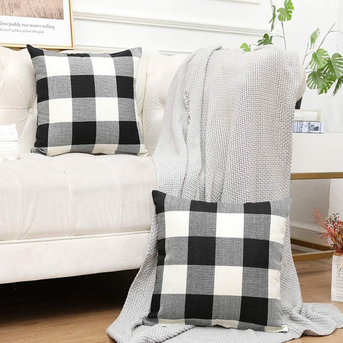Juego De 2 Fundas De Almohada Decorativas De Lino Y Algodón