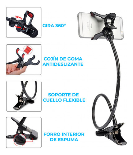Soporte Universal Flexible Para Celular Para Cama O Mesa Índigo