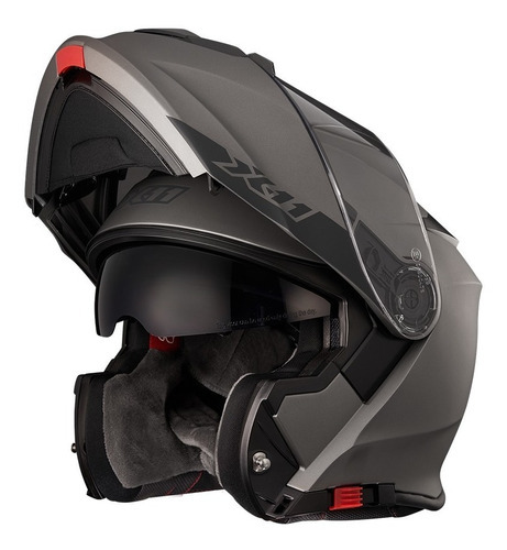 Capacete Moto Escamoteavel X11 Turner Solides Óculos Interno Tamanho Do Capacete 58/m Cor Chumbo Metálico