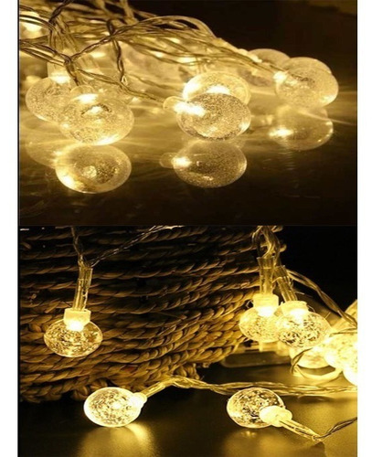 Luces Guirnalda Led Bolitas Cristal Led 5 Mts Enchufe A 220v