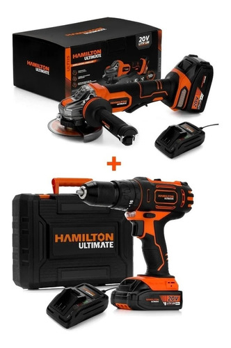 Combo Amoladora 115 + Taladro 13 A Bateria 20 Volt Hamilton