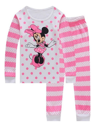 Ropa De Dormir De Manga Larga Minnie Para Niños Y Niñas 2 Pi