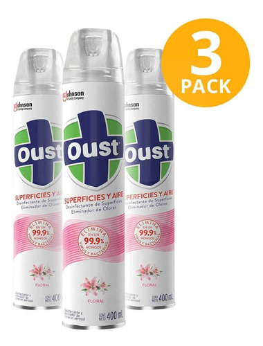 Desinfectante Oust De Superficies Y Aire 400ml X 3 Unidades