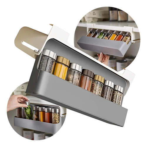 Organizador Especiero Colgante Rebatible + 6 Frascos Cocina 