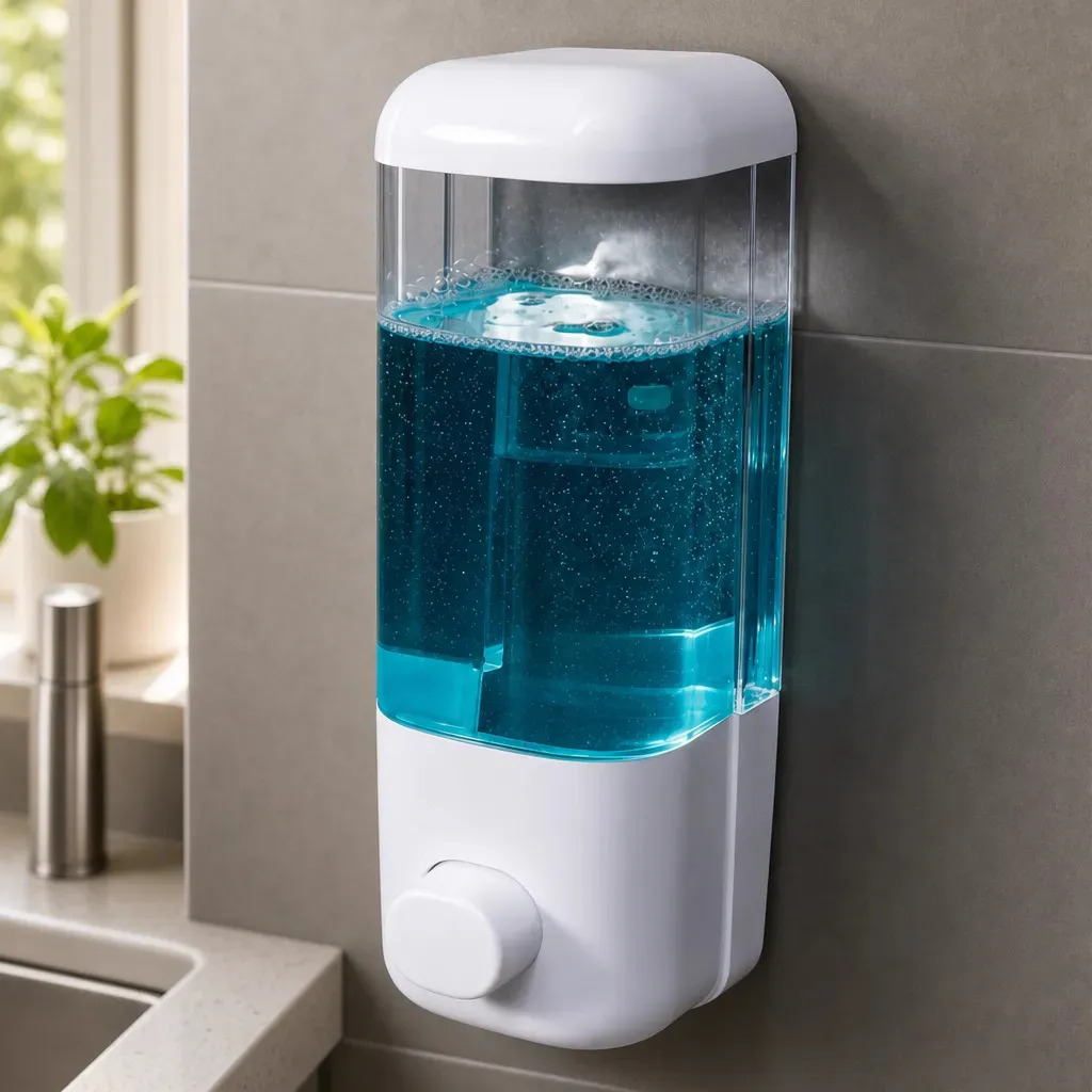 Dispenser Sabonete Líquido 500ml Saboneteira de Parede para Banheiro e Cozinha Branco com Visor Transparente Resistente Fácil Instalação Dispensers de Sabão Detergente e Álcool Gel