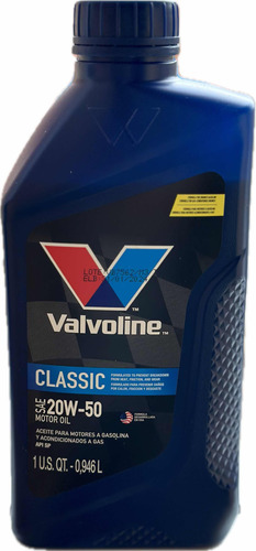 Aceite Valvoline 20w50 Mineral. Chacao