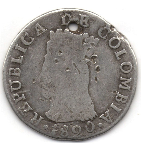 2 Reales 1820 J. F. Cundinamarca Puntos Plata