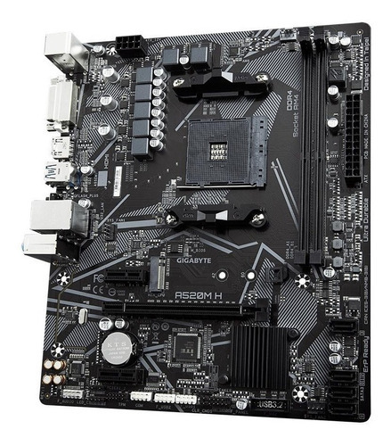 Placa-mãe Gigabyte A520m H Usb3 Ddr4 PCI-e Hdmi Soc Am4 Black