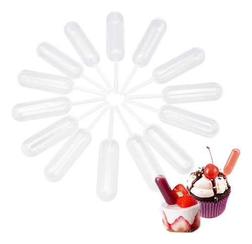 Pipetas Stick Para Cupcake De Sobremesa De 4 Ml, 200 Unidade