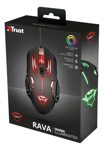 Mouse De Juego Trust Rava Gxt 108 Negro Negro