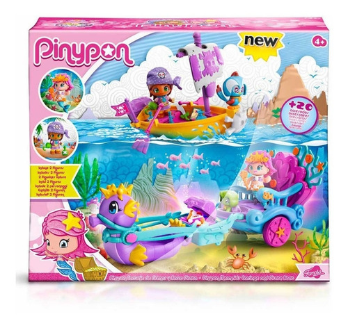 Pinypon - Carroza De Sirena Y Barco Pirata - Famosa