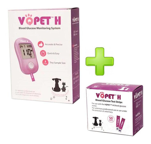Imagen 1 de 5 de Medidor De Glucosa Vqpet Vgm30 + 60 Tiras Veterinario