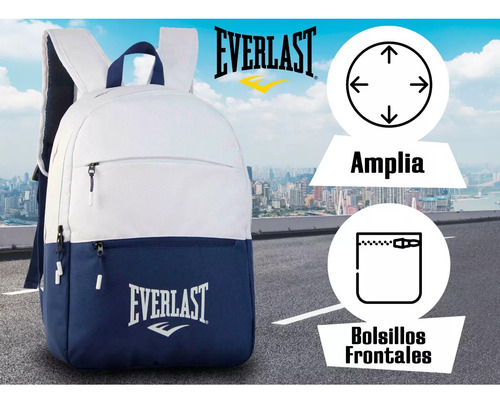 Imagen 5 de 10 de Mochila Everlast Original Reforzada Urbana Deportiva Bicolor