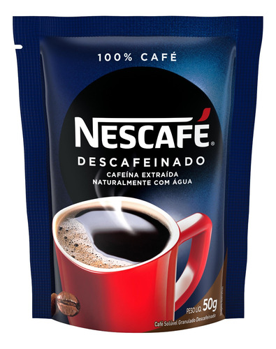 Café instantâneo  descafeinado Nescafé Descafeinado Solúvel tradicional sem glúten sachê 50 g