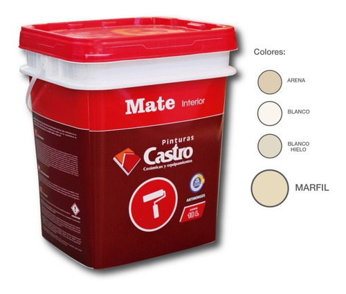 Pintura Mate Interior Marfil 18lt Cerámicas Castro