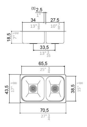 Bacha De Cocina Doble Johnson Acero Inoxidable R63 / 18f