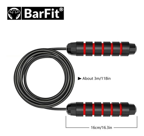 Imagen 2 de 10 de Cuerda De Saltar Profesional Regulable Marca Barfit
