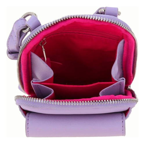 Bolso Porta Celular Barbie By Gorett Bar24082-p Acabado De Los Herrajes Níquel Color Lila Correa De Hombro Lila Diseño De La Tela Gráfico Embosado