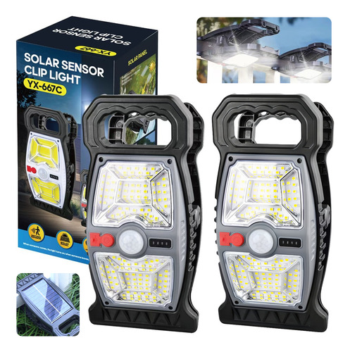 Lámpara Solar Exterior Con Clip Y Sensor De Movimiento 2pcs