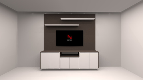 Imagen 2 de 5 de Rack Panel Tv Melamina Premium Minimalista